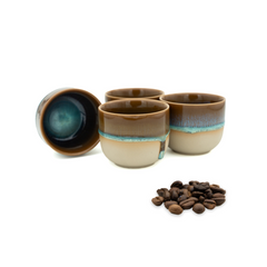 Kaffeetassen Set Illusion - 4 x 120 ml Espressotassen aus Steingut