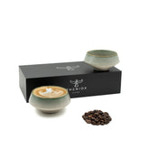 Barista Tassen Set - 2 x ca. 180 ml Cappuccino Tassen aus Steingut Grün