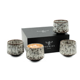 Cappuccino-Tassen-Set Tibet Weiß: vier Steinguttassen à 180 ml mit Geschenkverpackung