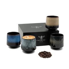 Cappuccino Tassen Set Infinity mit 4er Pack 220ml Kaffeetassen in verschieden bunten Farben inkl. hochwertiger Geschenkverpackung