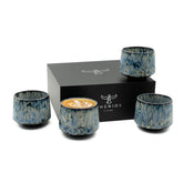 Cappuccino-Tassen-Set Tibet Blau: vier Steinguttassen à 180 ml mit Geschenkverpackung