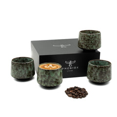 Cappuccino Tassen Set Tibet mit 4er Pack 180ml Tassen in der Farbe Grün inkl. hochwertiger Geschenkverpackung