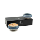 Barista-Tassen-Set Dunkelblau: zwei Cappuccinotassen aus Steingut à ca. 180 ml mit Geschenkverpackung