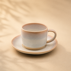 Cappuccino-Duo Calma Creme – Tasse & Untersetzer