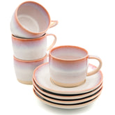 Cappuccino 8er-Set Calma Fundao – 4 Tassen & 4 Untersetzer