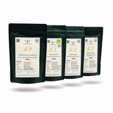 PHENIOX Vier-Sorten-Probierpaket mit No. 0, No. 1, No. 2 und No. 3, je 250 g, freigestellt mit weichen Schatten