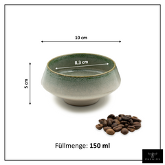 Barista Tassen Set - 2 x ca. 180 ml Cappuccino Tassen aus Steingut Grün