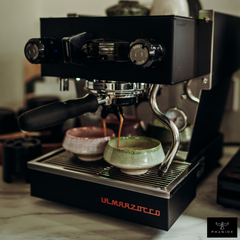 Barista Tassen Set - 2 x ca. 180 ml Cappuccino Tassen aus Steingut Grün