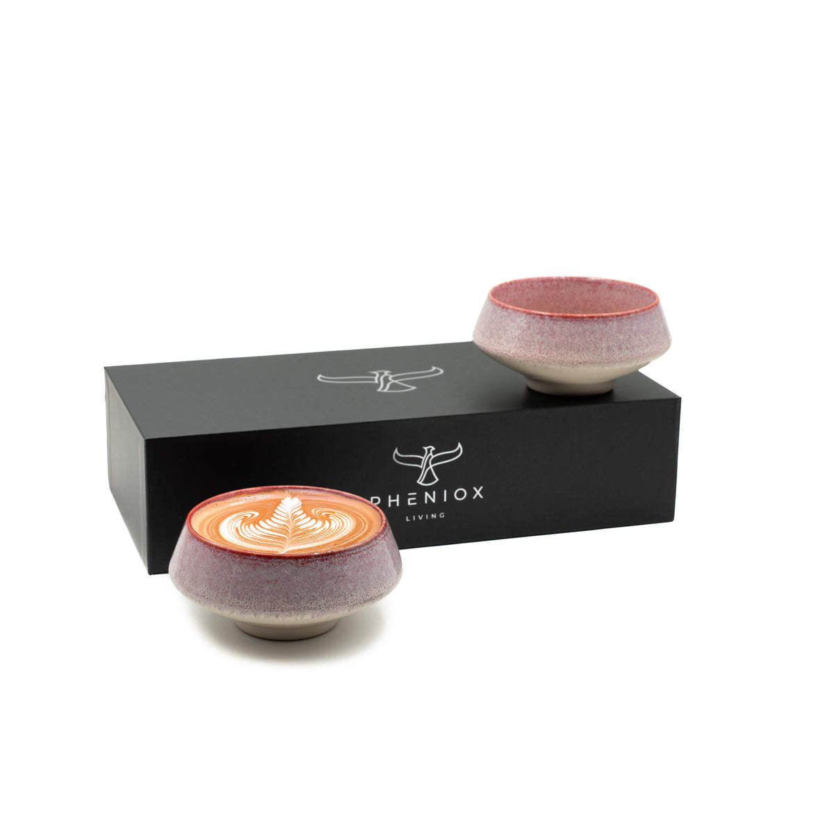 Barista-Tassen-Set Rot: zwei Cappuccinotassen aus Steingut à ca. 180 ml mit Geschenkverpackung