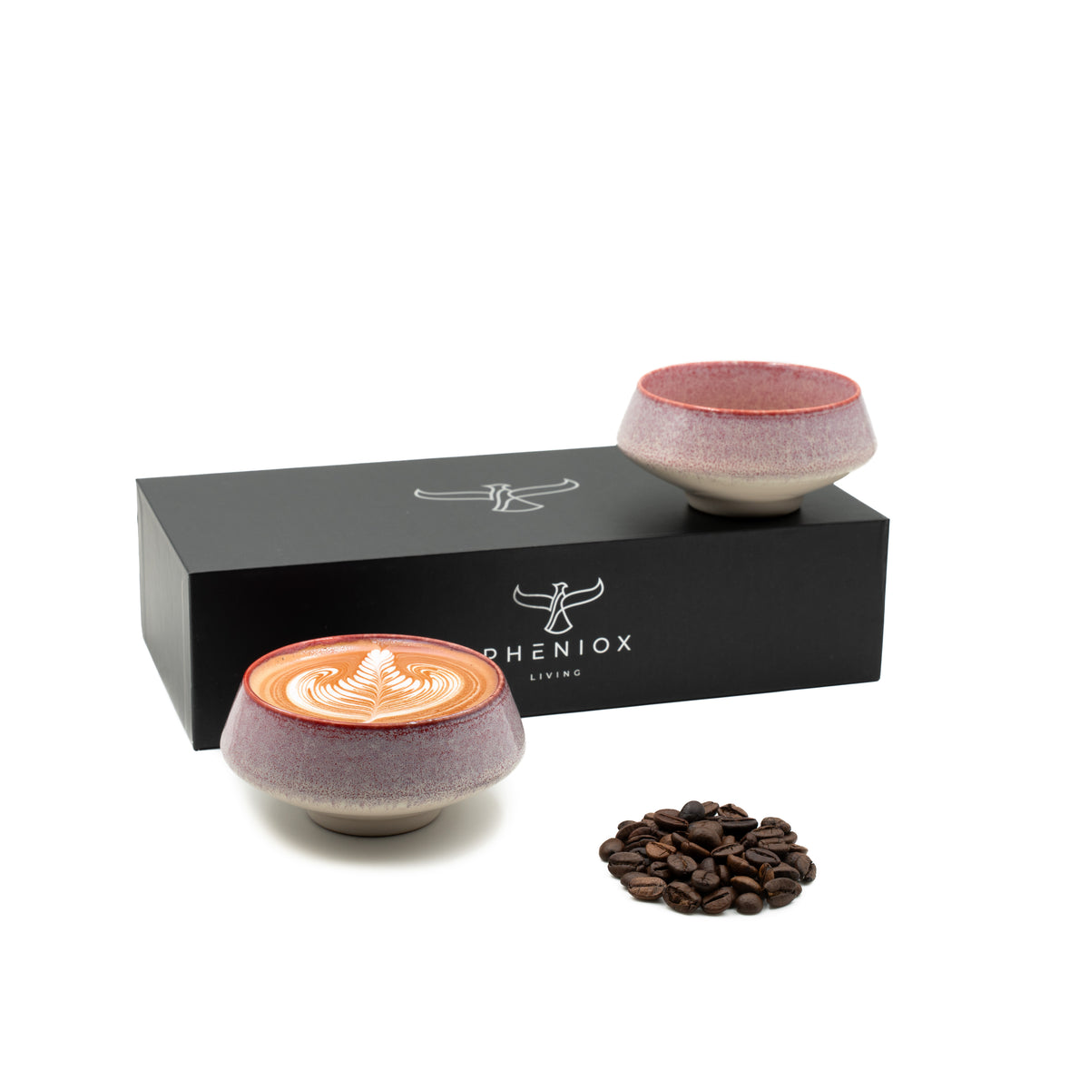 Barista Tassen Set - 2 x ca. 180 ml Cappuccino Tassen aus Steingut Rot