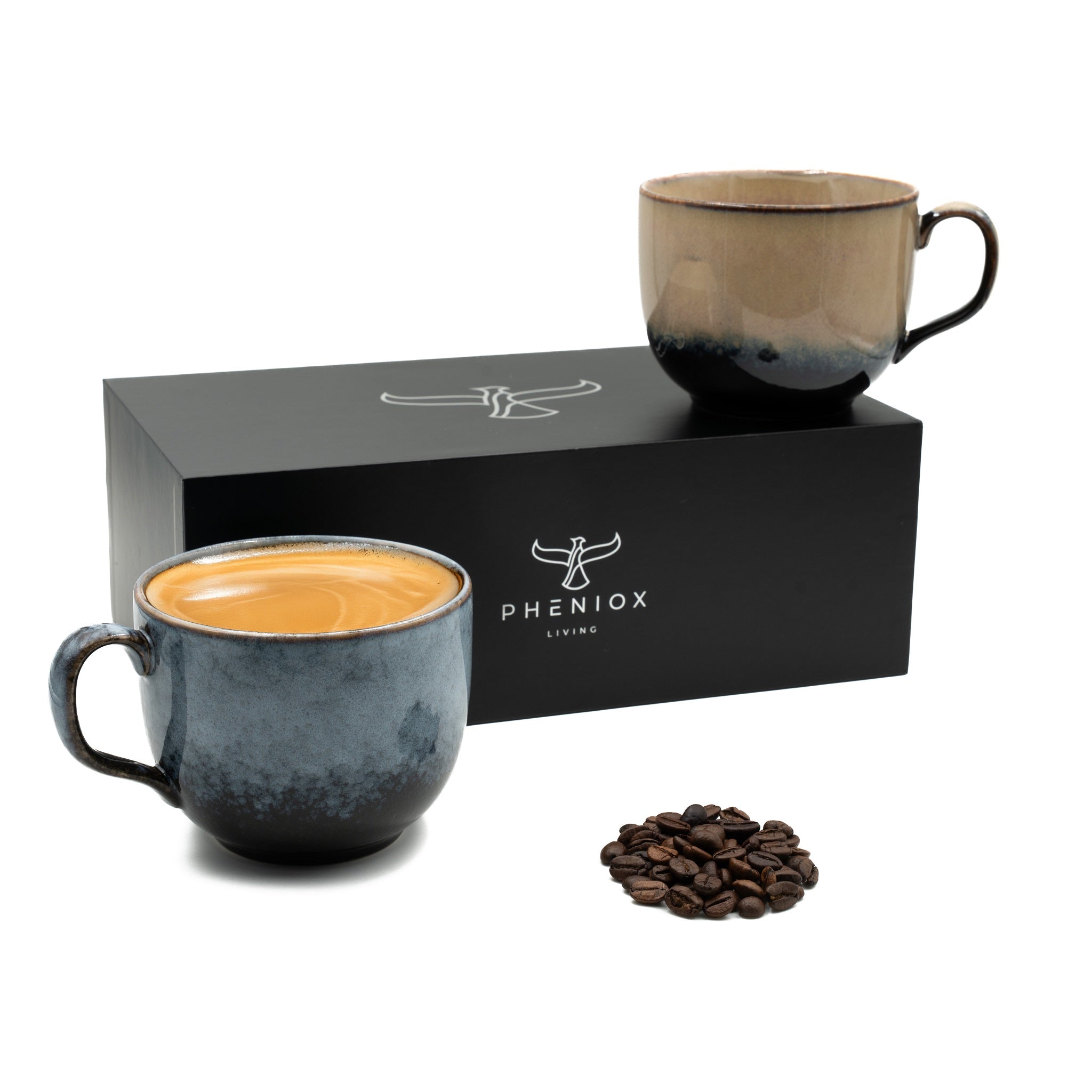 Cappuccino Tassen Set Infinity XL mit 2er Pack 450ml Tassen auch für Tee in 2 unterschiedlichen Farbverläufen inkl. Geschenkverpackung