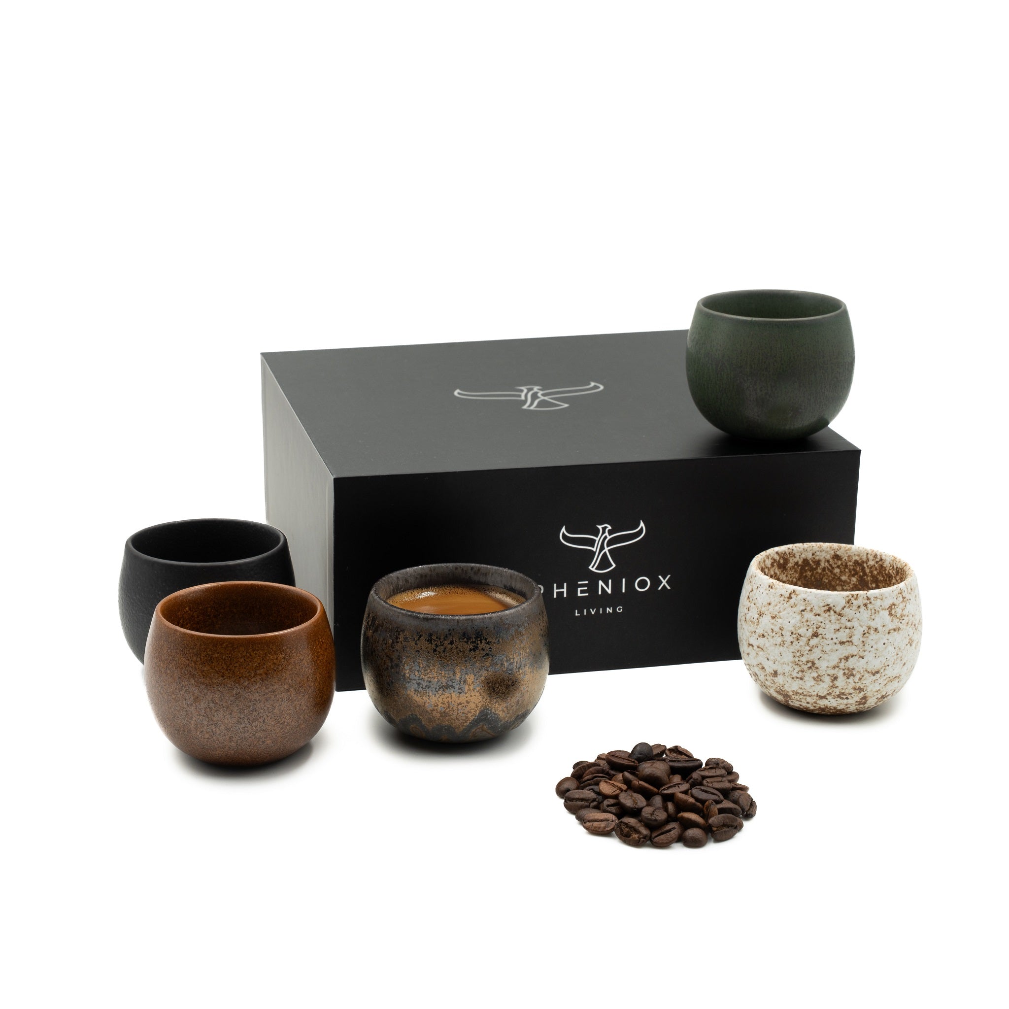 Espressotassen Set Timeout mit 5er Pack 90 oder 50 ml Tassen in verschieden bunten Farben inkl. hochwertiger Geschenkverpackung