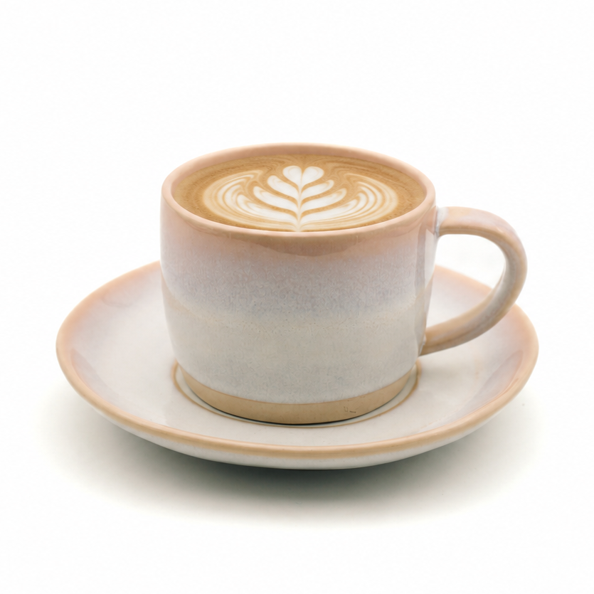 PHENIOX Calma Creme: Cappuccinotasse mit Untersetzer